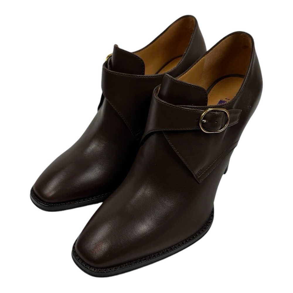 Ralph Lauren Purple Label Lydell Dark Brown Burnished Calf Heel 36.5 EU 6 US